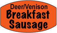 Deer/Venison Breakfast Sausage DayGlo Labels, Stickers