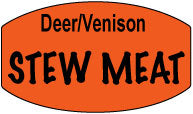 Deer/Venison Stew Meat DayGlo Labels, Deer Stew Meat Stickers
