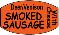 Deer/Venison Smoked Sausage with Cheese DayGlo Labels/Stickers