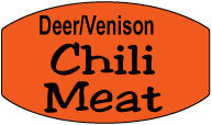 Deer/Venison Chili Meat DayGlo Labels, Deer Chili Meat Stickers