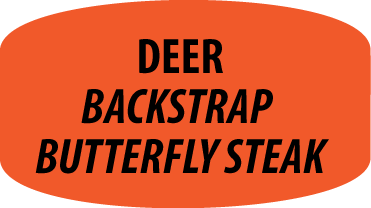 Deer Backstrap Butterfly Steak DayGlo Labels, Stickers
