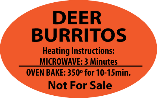 Deer/Venison Burrito DayGlo Oval Labels, Stickers